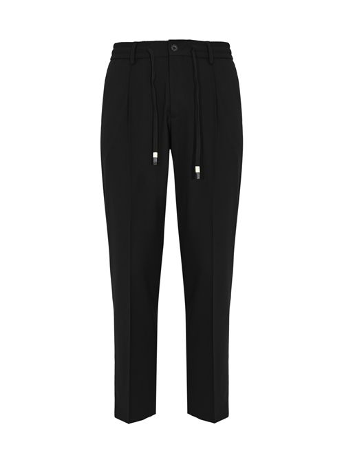 Pantalone in misto lana e viscosa tecnica con coulisse Nero DANIELE ALESSANDRINI | DA1FW26P005101